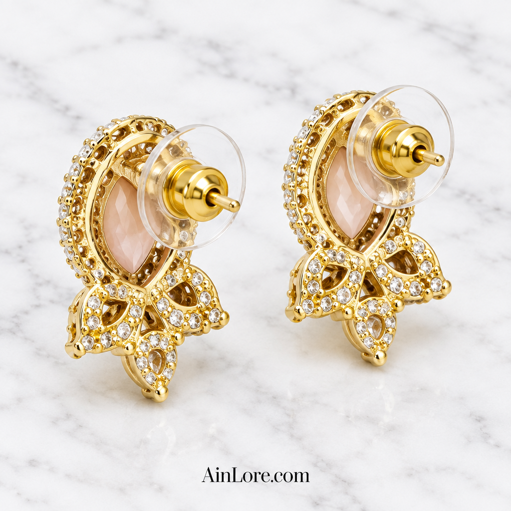 Pale pink studs back-clasp view
