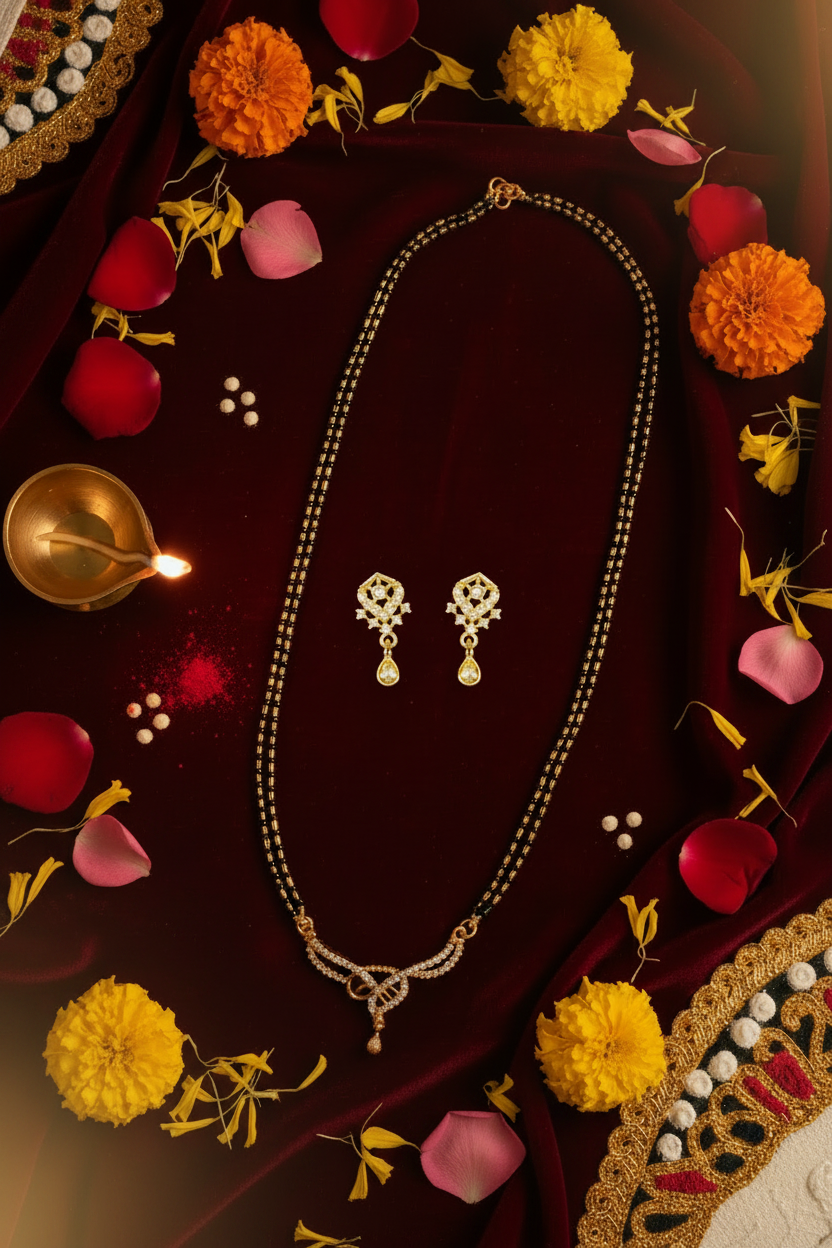 AinLore Mangalsutra Set — Traditional Indian Wedding Flat Lay