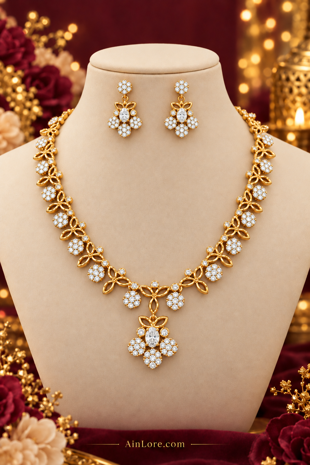 AinLore – All-White Diamond Set on Mannequin