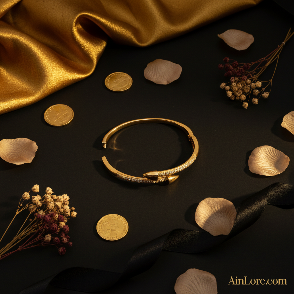 AinLore Flat Lay 2 – Black Gold