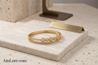 AinLore Pavé Globe Bangle with Watermark