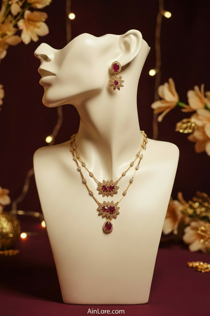 AinLore – Ruby CZ Set on Signature Mannequin