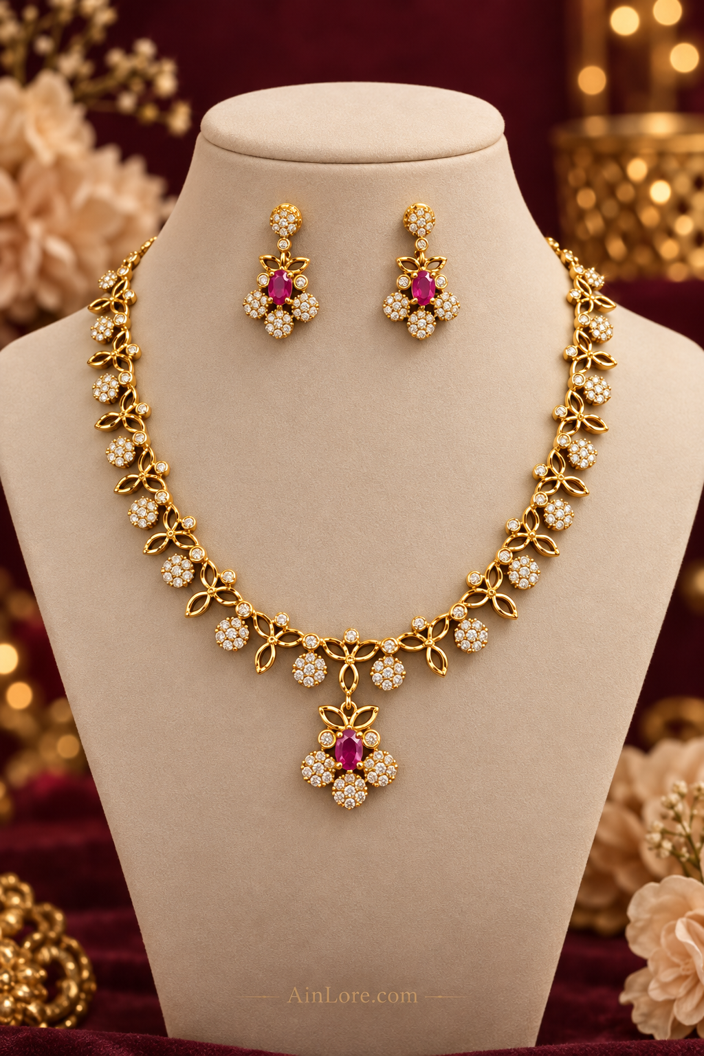 AinLore – Ruby Diamond Set on Mannequin