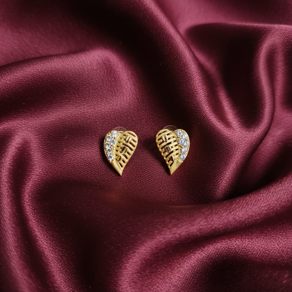 AinLore - Stud Earrings Only on Burgundy Satin