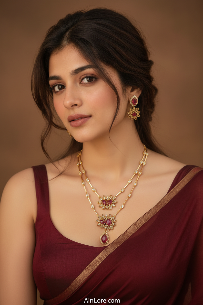 Ananya – Ruby CZ Necklace & Earring Set