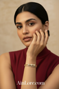 Ananya Single Wrist — Pavé Globe Cuff Kada in Red Dress