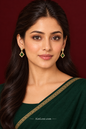 Ananya wearing the green kite-drop earrings, both earrings visible