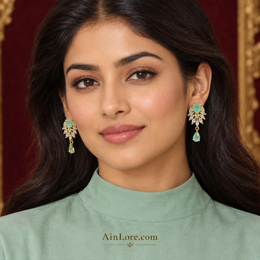 Ananya wearing the mint green earrings