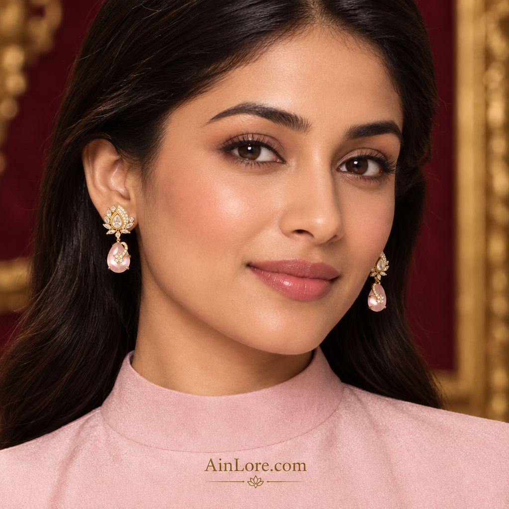 Ananya wearing the pale-pink earrings