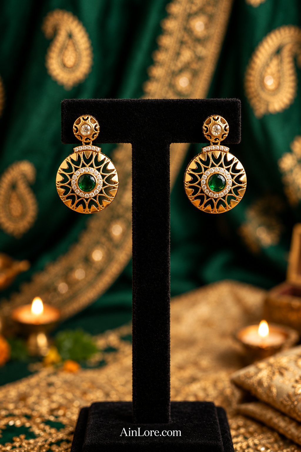Emerald Sunburst Earrings – AinLore Watermarked