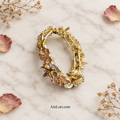 Floral bracelet marble flatlay with dried props