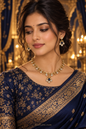 Meena – Sapphire Diamond Set in Navy Saree