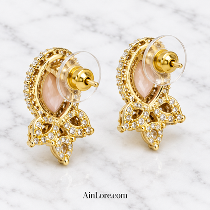 Pale pink studs back-clasp view