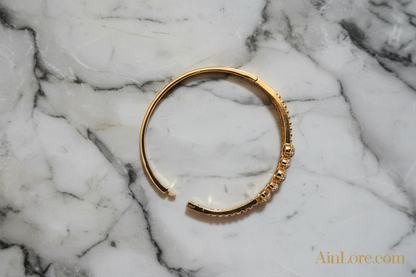 Pavé Globe Bangle on Black & White Marble