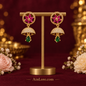 Pink and green jhumkas from the second reference angle