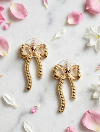 Gold-Tone Bow Drop Stud Earrings