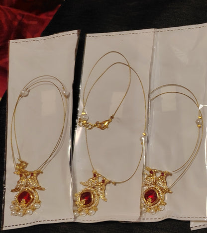 Lakshmi Whisper Red pendant Invisible Chain Necklace