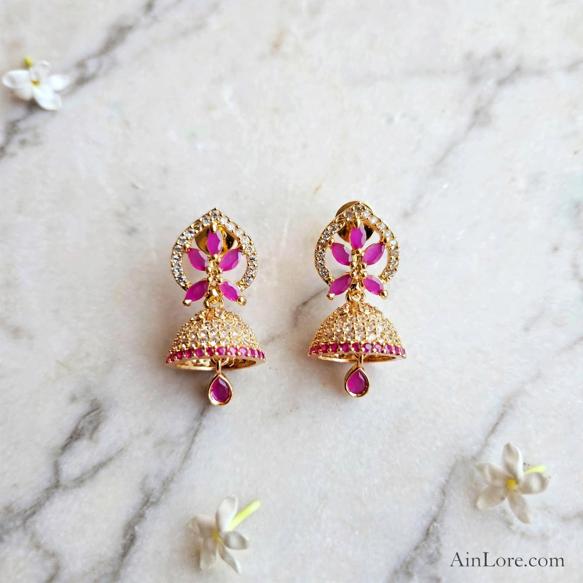 Roseglow Pink Jhumki Earrings