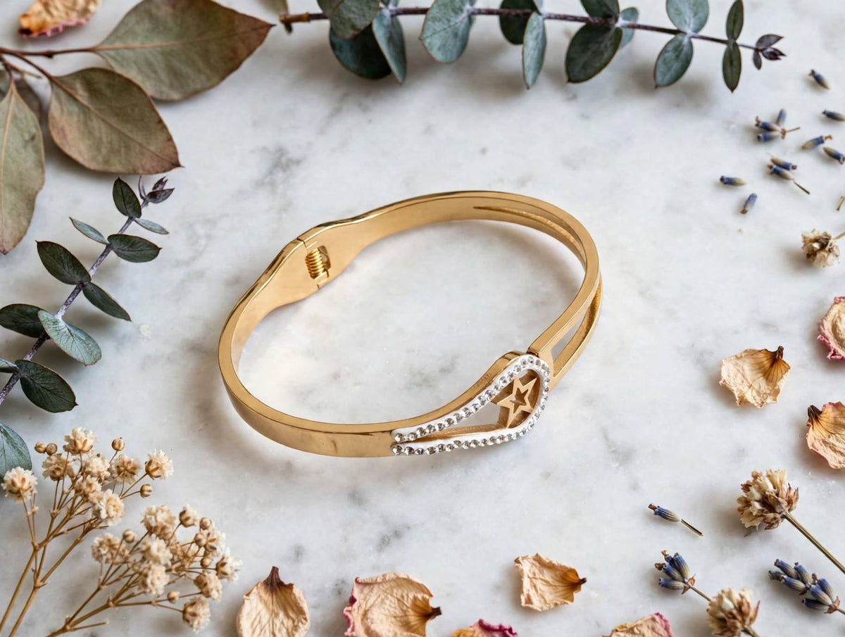 Starlight Gold-tone Anti-Tarnish Stainless steel Kada