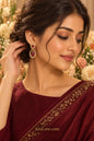 Ruby Teardrop Drop Earrings in Gold Tone | AinLore