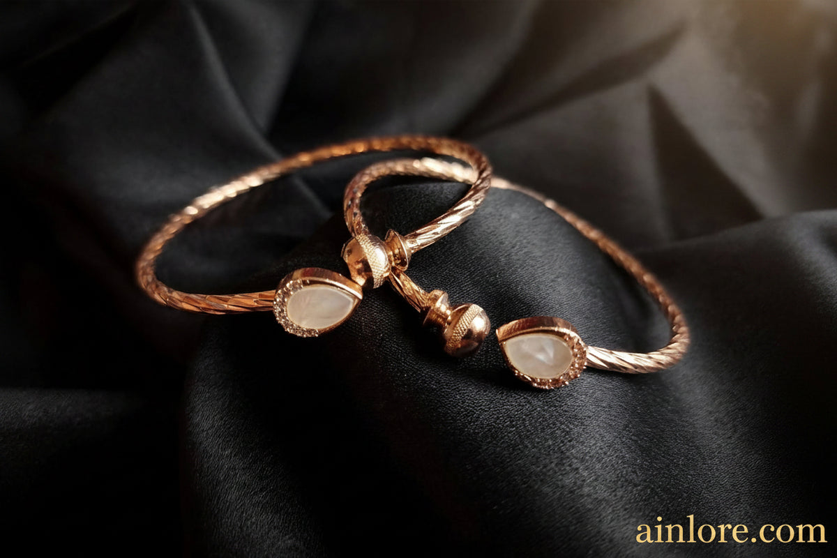 Twisted Rose Gold kadli Bangles