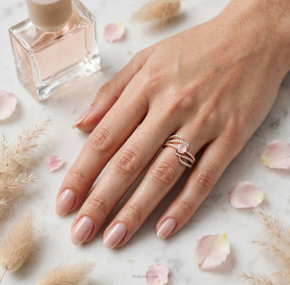 Rosé Blush Oval Pink AD Ring