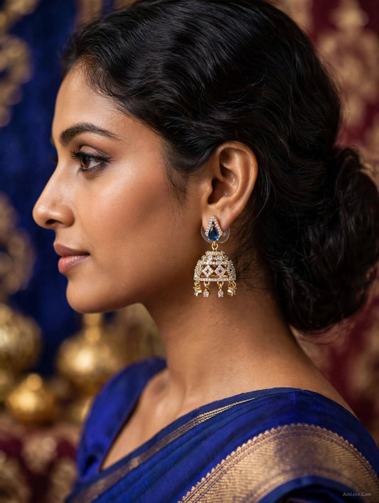 Blue Starlight AD Jhumki Earrings