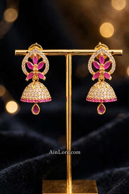 Roseglow Pink Jhumki Earrings