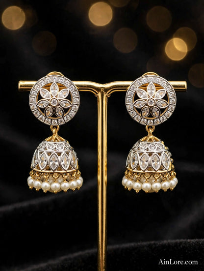 Gulbahar polki style Gold-Plated Jhumki Earrings