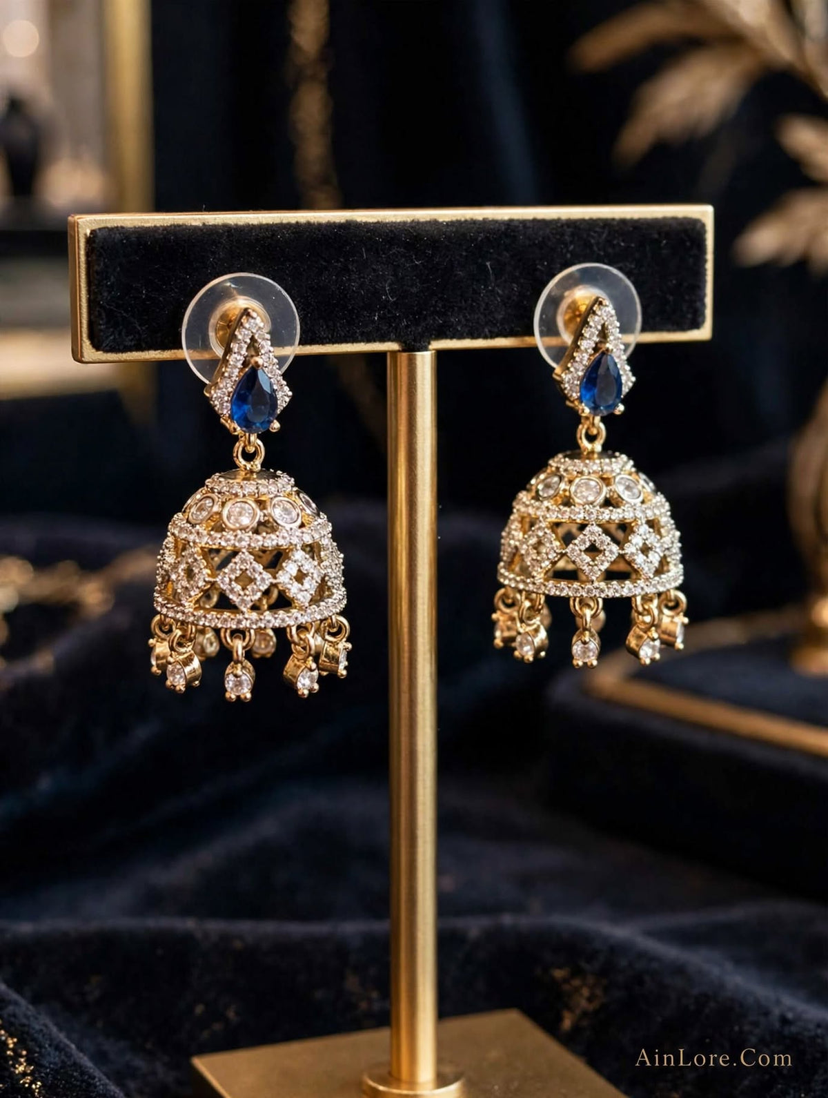 Blue Starlight AD Jhumki Earrings