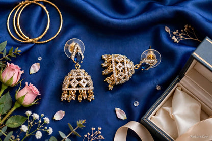 Blue Starlight AD Jhumki Earrings