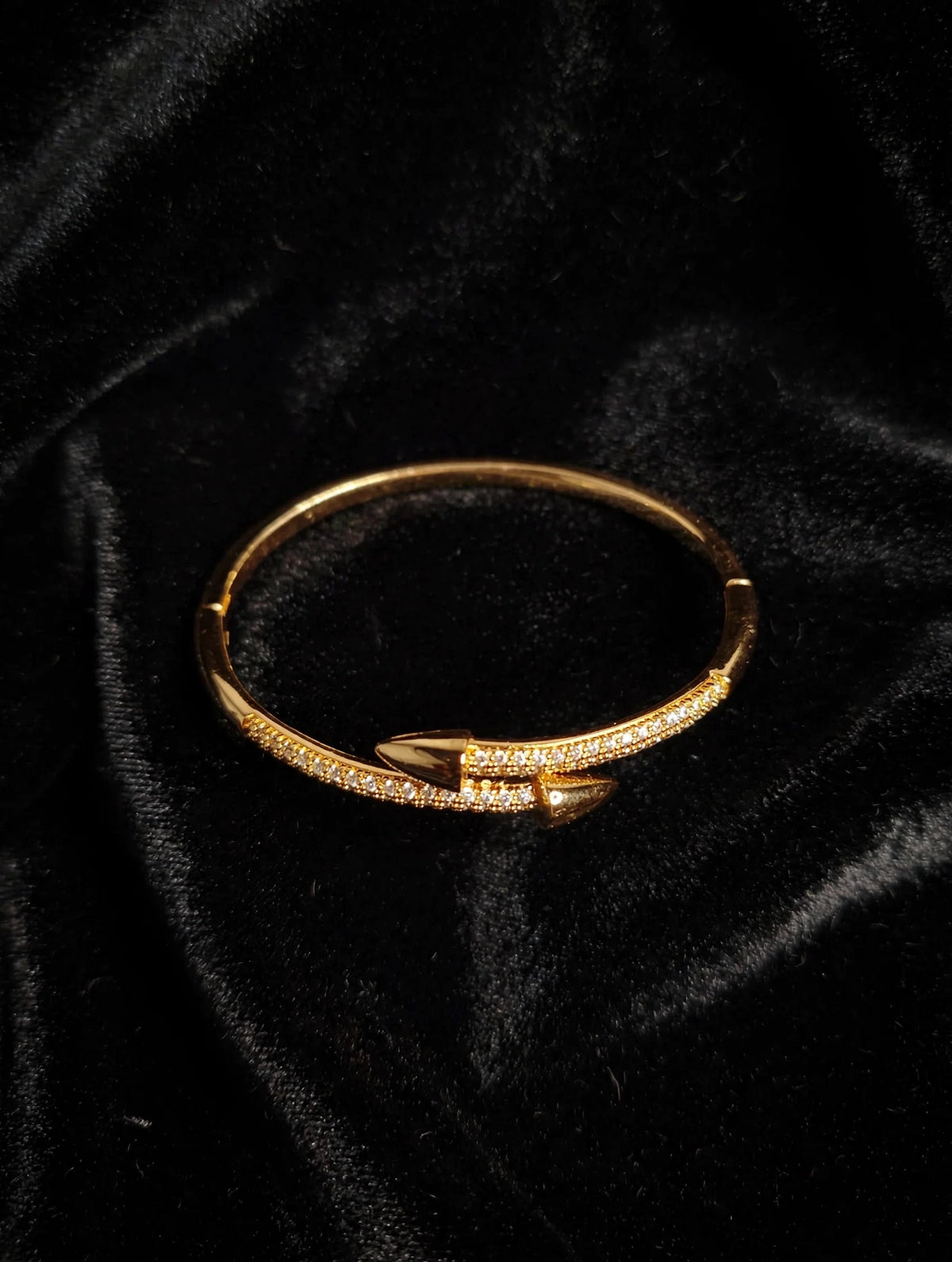Nail Cuff Kada — Gold-Tone CZ Bangle