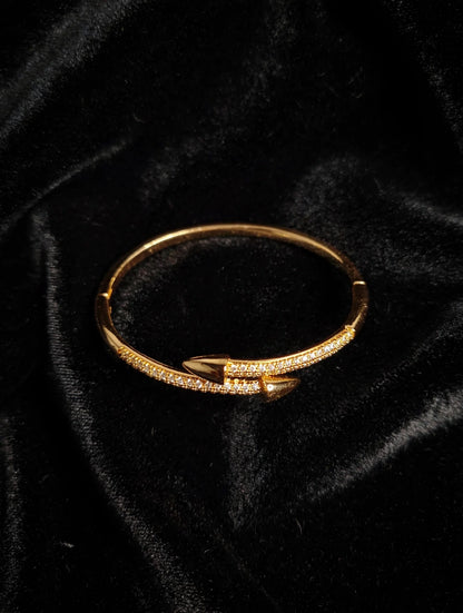 Nail Cuff Kada — Gold-Tone CZ Bangle