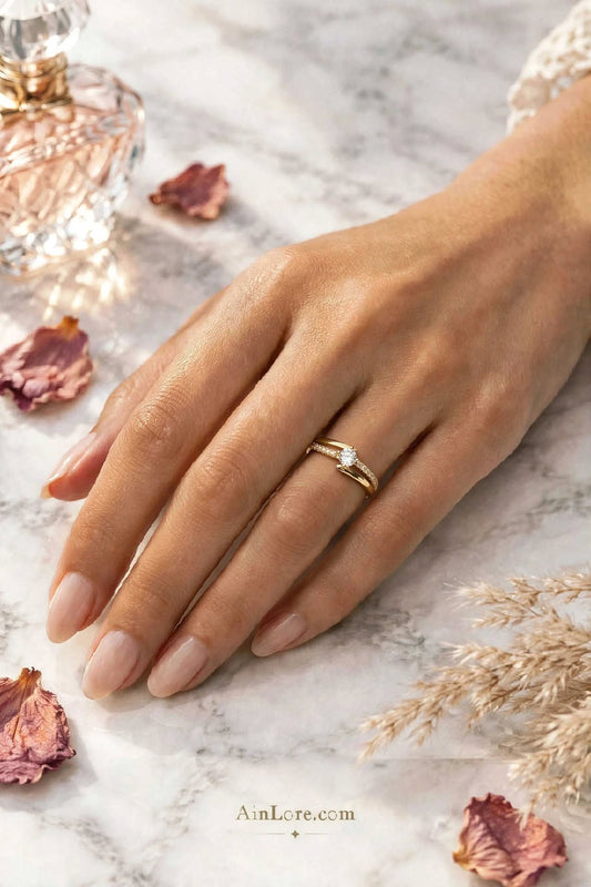 Toi et Moi : The Solitaire gold plated AD adjustable Ring