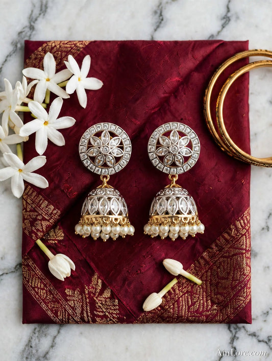 Gulbahar polki style Gold-Plated Jhumki Earrings