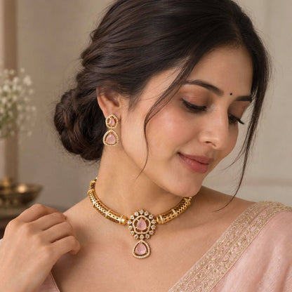 Blush Pink Hasli Choker Set