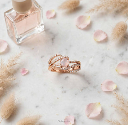 Rosé Blush Oval Pink AD Ring