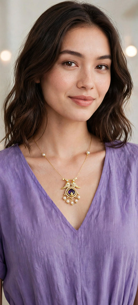 Lakshmi Whisper purple pendant Invisible Chain Necklace