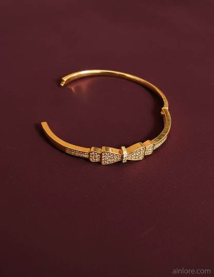Bow Éclat Cuff Kada — Gold CZ Bangle