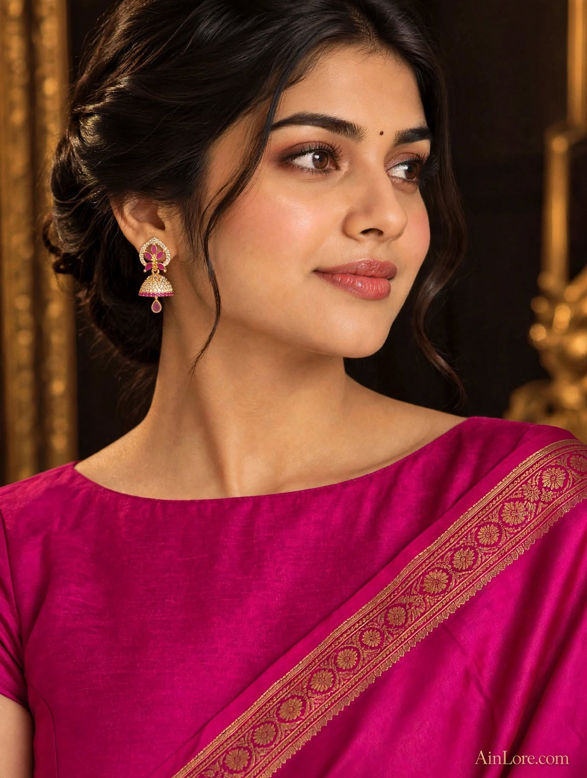 Roseglow Pink Jhumki Earrings
