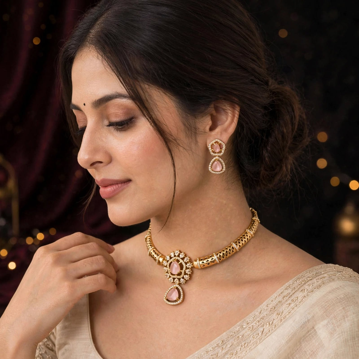 Blush Pink Hasli Choker Set