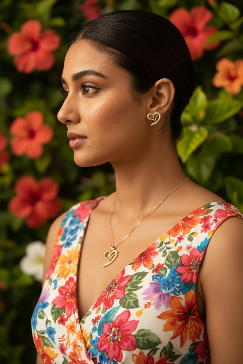 Lumière Heart Pendant & Earring Set