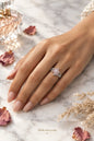 Blush Pink Floral AD Silver-Tone Ring