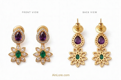 Pastel Zirconia Bloom Layered Necklace & Earring Set