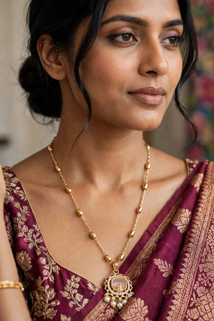 Wheat-Grain Chain with Goddess Lakshmi Pendant