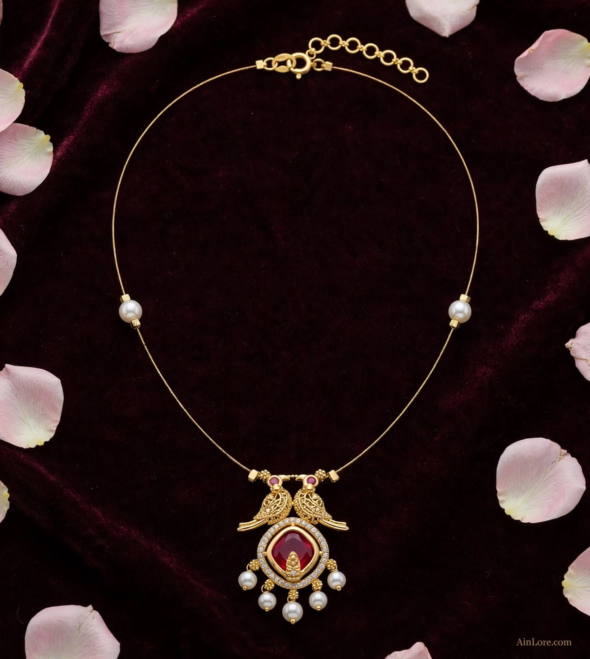 Lakshmi Whisper Red pendant Invisible Chain Necklace