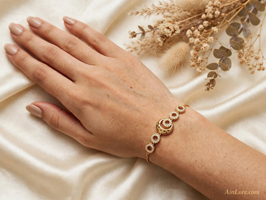 Crescent moon American Diamond Slider Bracelet