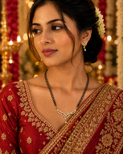Double Strand Black & Gold Mangalsutra with Knot Pendant