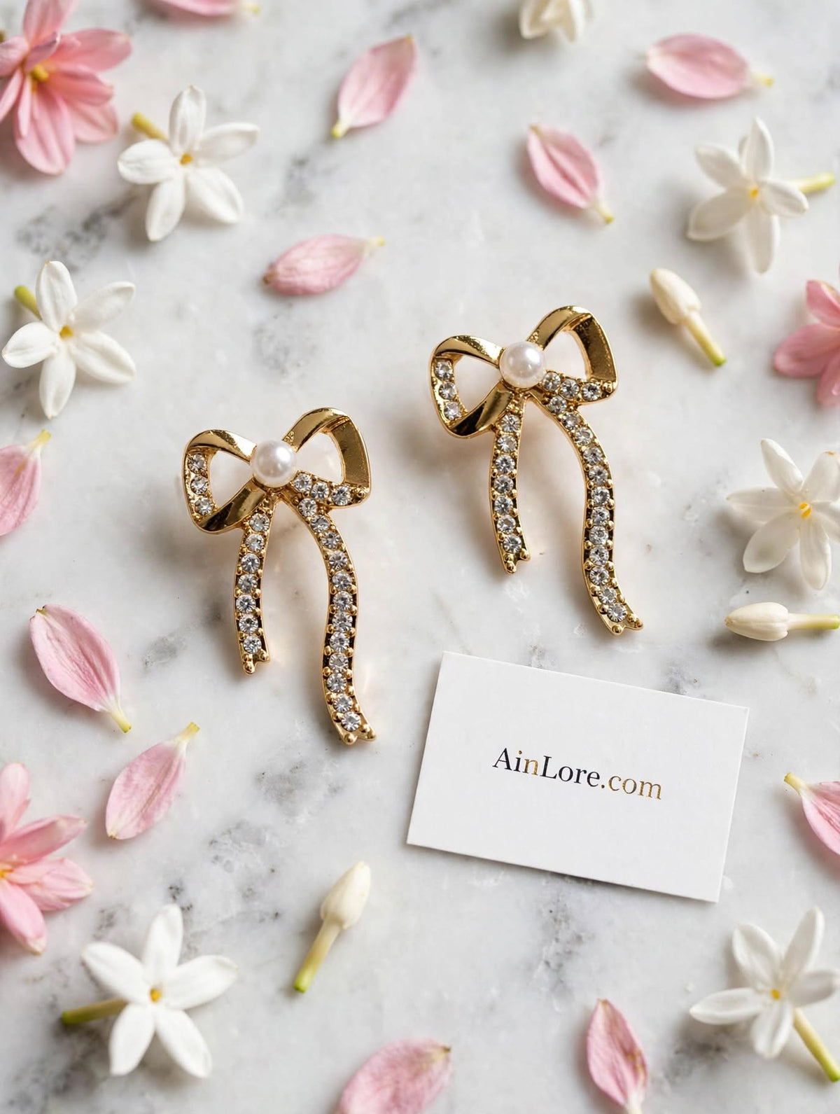Gold-Tone Bow Drop Stud Earrings