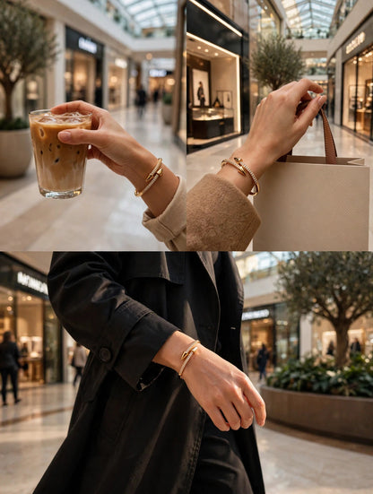 Nail Cuff Kada — Gold-Tone CZ Bangle